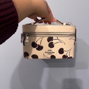 Coach Cream and Black Floral Cosmetic Case